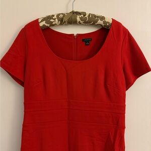 Ann Taylor Red Scoop Neck Short Sleeve Dress